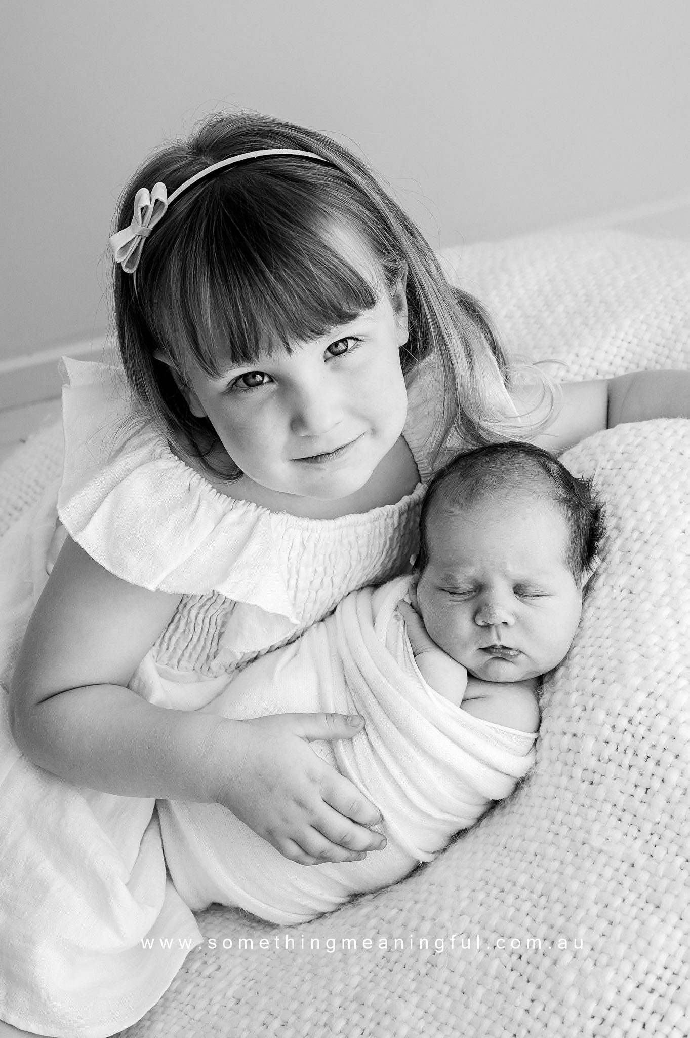 black and white newborn & sibling photos